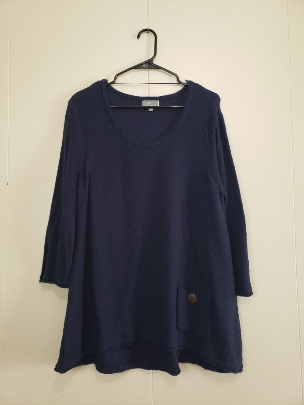 JM Collection Womens XL Sweater Pullover Intrepid Blue 100% Cotton Lagenlook NWT